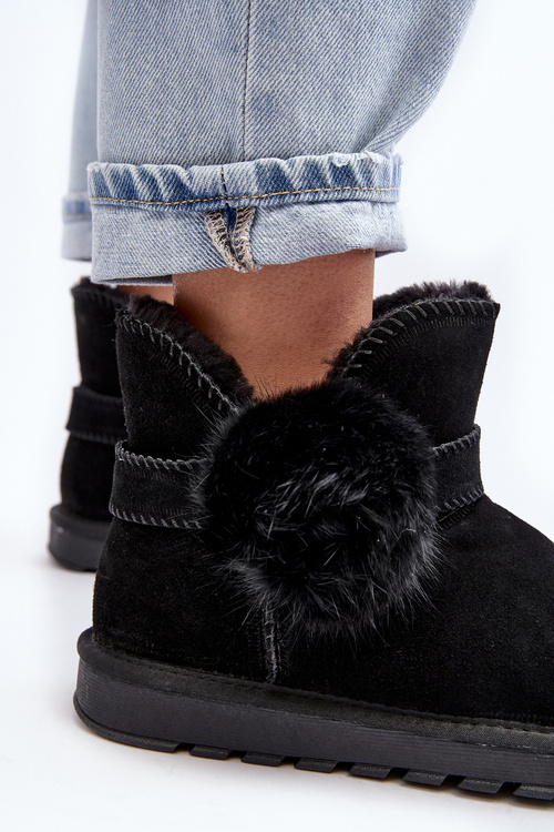 Жіночі замшеві сноуботси з вирізами Eraclio чорного кольору