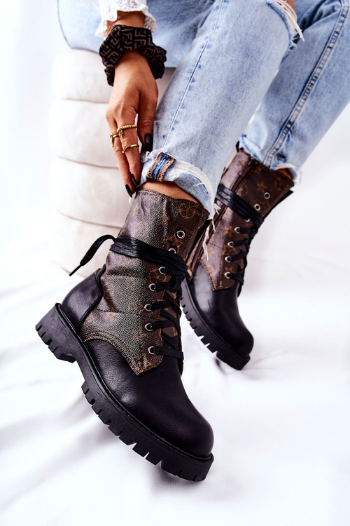 Шкіряні чоботи коричнево-чорні Lonevis