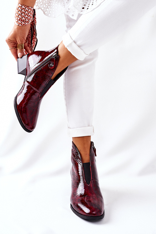 Чоботи шкіряні утеплені Maciejka 04777-13 темно-червоні