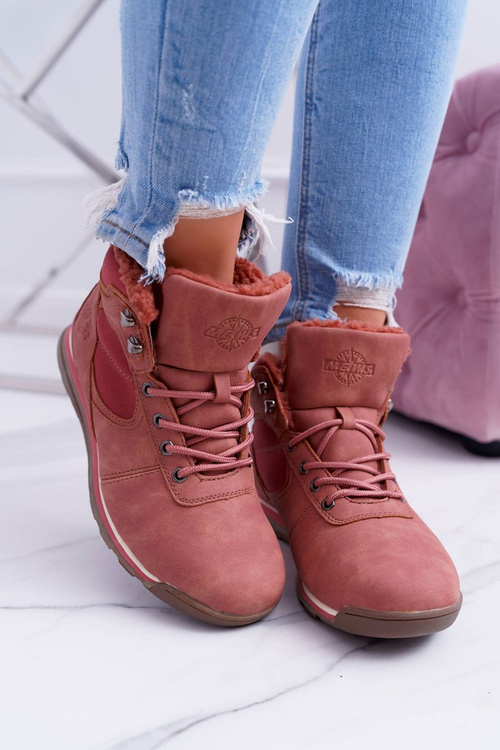 Жіночі трекінгові рожеві утеплені черевики з овечим флісом