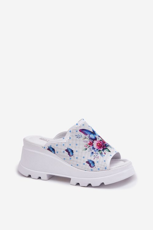 Жіночі Шкіряні Сандалі На Танкетці Artiker 56C0428 Білі