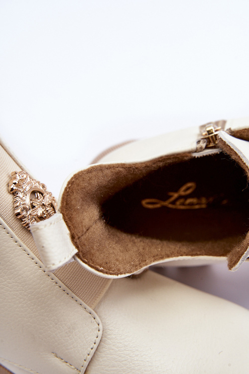 Жіночі шкіряні чоботи з декором світло-бежевий Lusanna