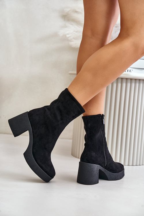 Жіночі черевики на платформі на підборах S.Barski HY42-739 Чорні