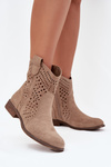 Жіночі перфоровані черевики на плоскому каблуці бежеві Amisna
