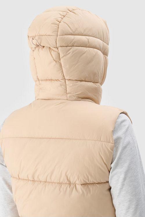 Жіноча м'яка безрукавка з капюшоном 4F, бежева 4FWAW24TVJAF141-83S