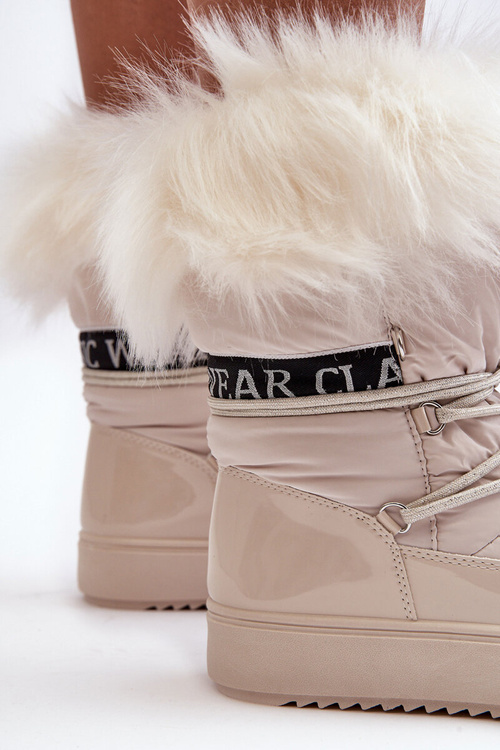 Жіночі снігові черевики на шнурівці світло-бежеві Santero