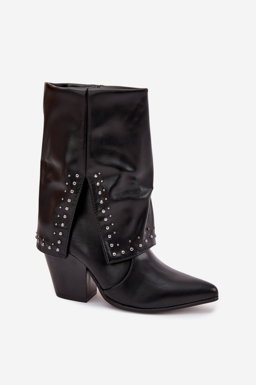 Ковбойські чоботи з повернутим халявою і оздобленням Ізольовані Чорні Inessia