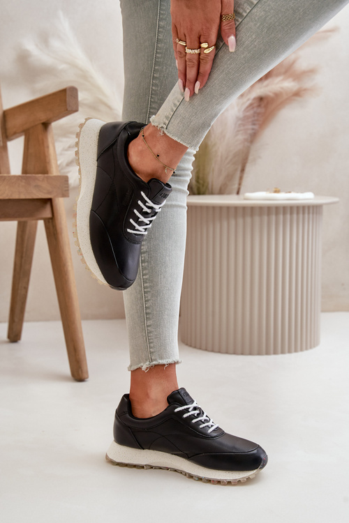 Жіночі кросівки Спортивне взуття з еко шкіри Big Star OO274024 Hi-Poly System Black