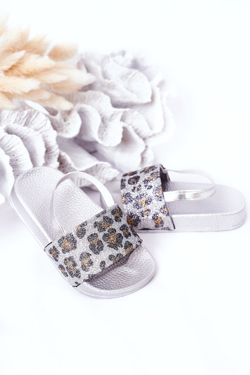 Дитячі гумові тапочки з блискітками сріблясті Rimia