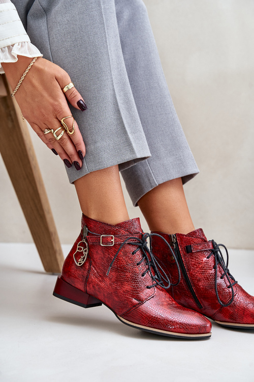 Жіночі шкіряні лаковані ботильйони Maciejka Red 5743A-08