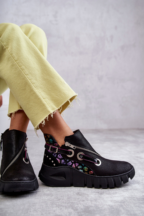 Шкіряні черевики Maciejka з крапками 05660-20 Чорні