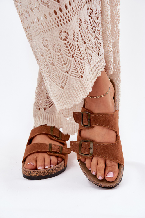 Замшеві сандалі на корковій підошві з пряжками Camel Tavira