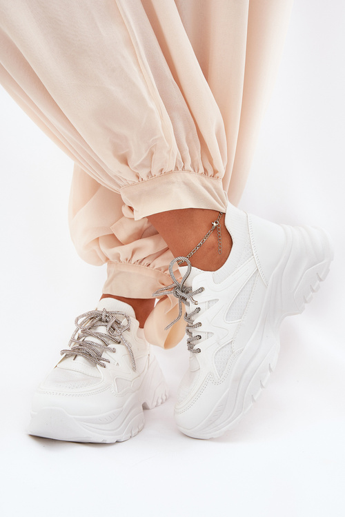 Жіночі Кросівки На Платформі З Декоративним Шнурівкою Білі Evalianne
