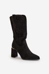 Чорні жіночі ботильйони з вирізом і гострими носками зі штучної замші Nevithra