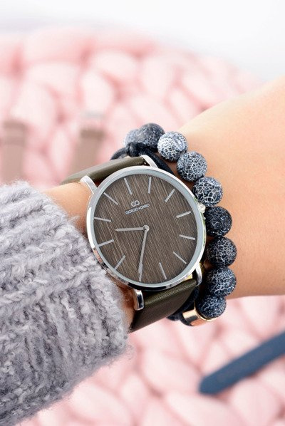 Оливковий стильний шкіряний жіночий годинник Giorgio&Dario