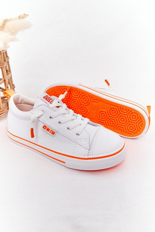 Дитячі шкіряні кросівки BIG STAR HH374036 біло-помаранчеві