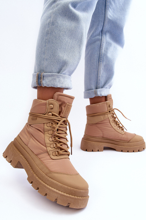 Жіночі утеплені черевики Trapper на платформі та підборах Big Star MM274340 Бежеві