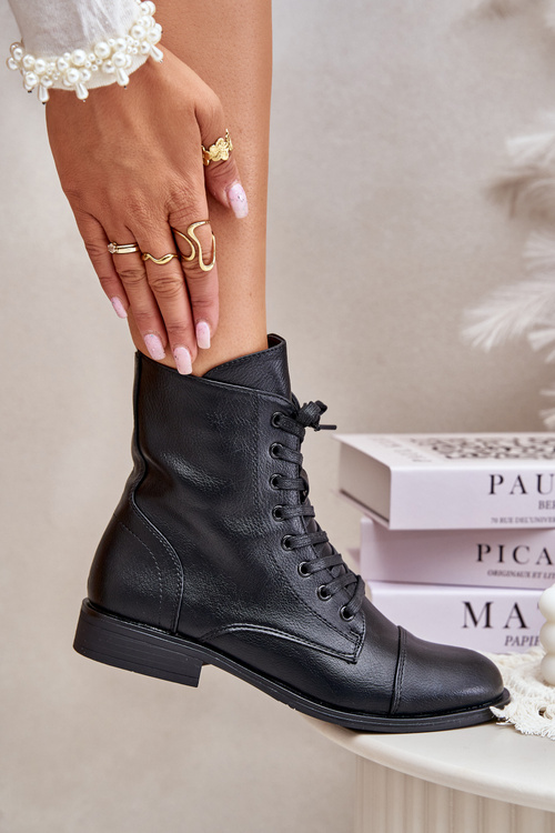 Теплі черевики з екошкіри на блискавці чорні Leanaris