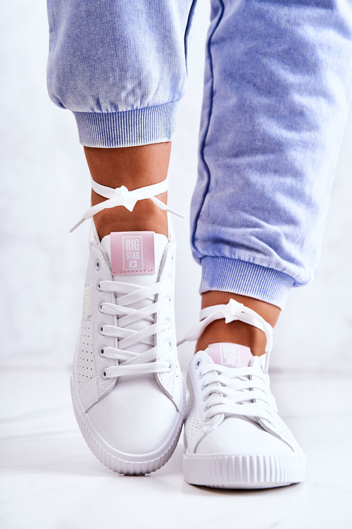 Жіночі шкіряні кросівки BIG STAR HH274073 біло-рожеві