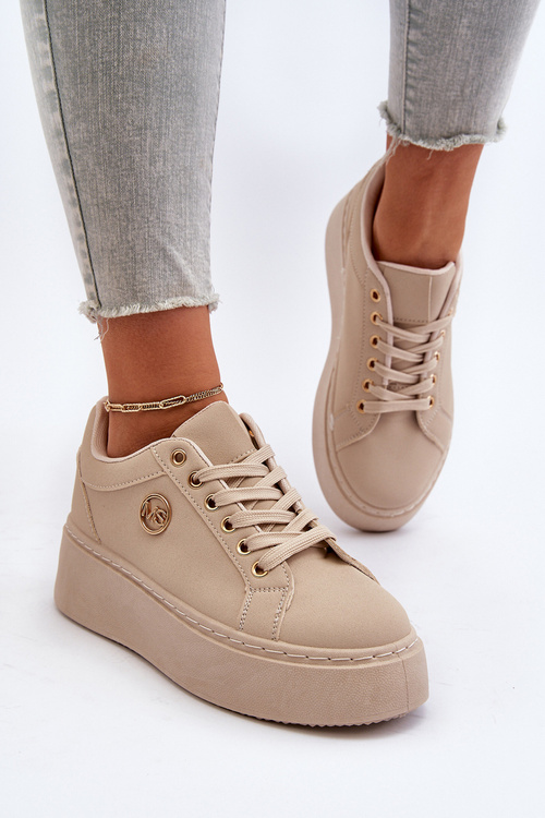 Жіночі кросівки на платформі бежевого кольору Eshen