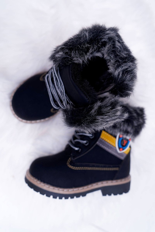 Чоботи дитячі для хлопчика на флісовій підкладці Trappers Black Cobi