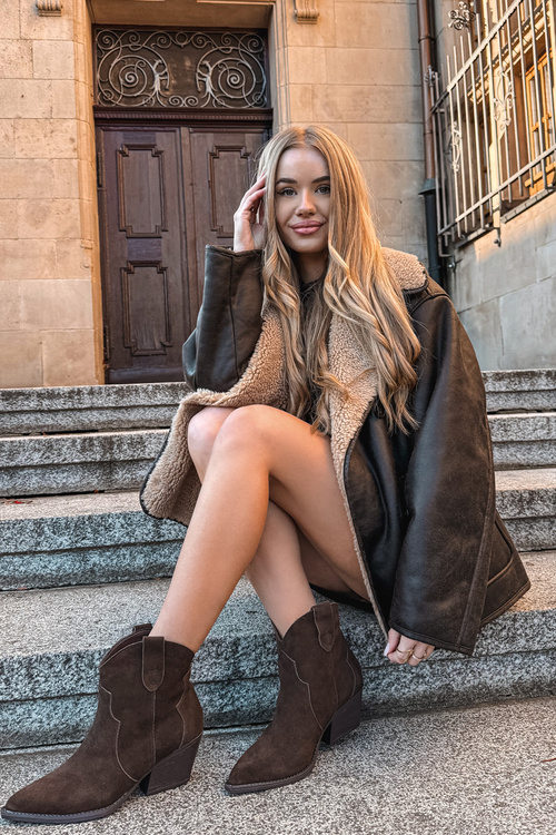 Черевики-ковбойки жіночі з натуральної замші шоколадні Beretta