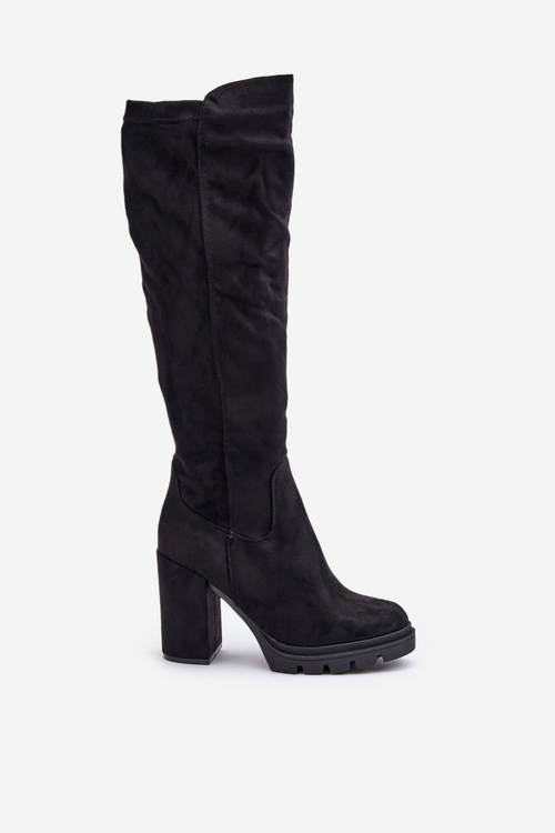 Жіночі чоботи еко замша на підборах Tirisha на флісовій підкладці