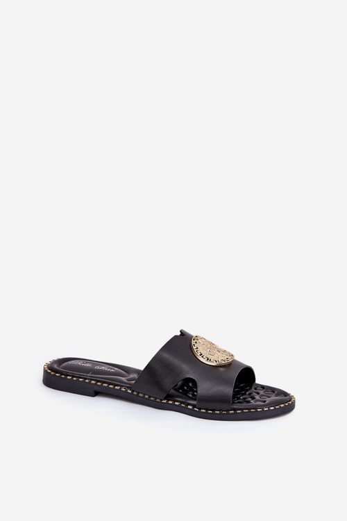 Плоскі Жіночі Сандалі З Декоративним Елементом Чорні Oferry