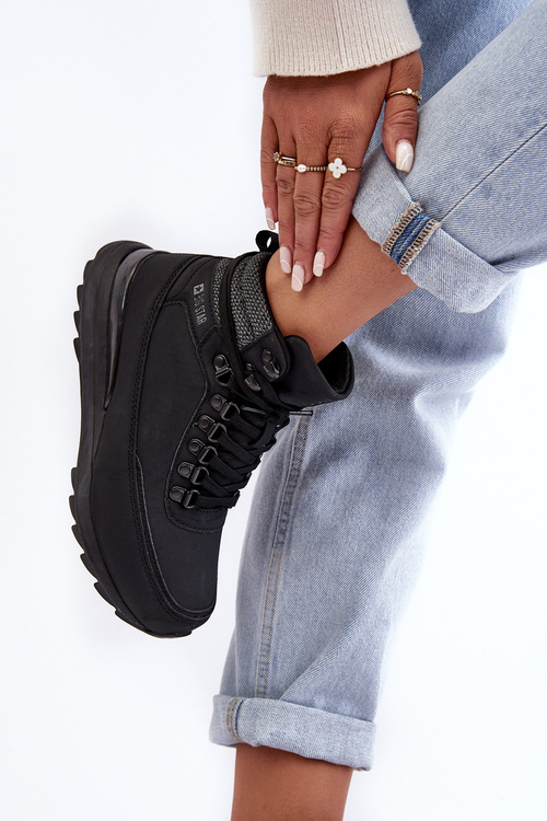 Чоловічі трекінгові черевики на шнурівці чорні Big Star MM274677