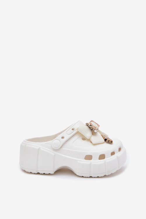 Дитячі Сліпони Для Дівчаток З Підкладкою І Прикрашеннями Білі Selvana