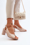 Елегантні босоніжки на шпильці з бежевим декором Trasea