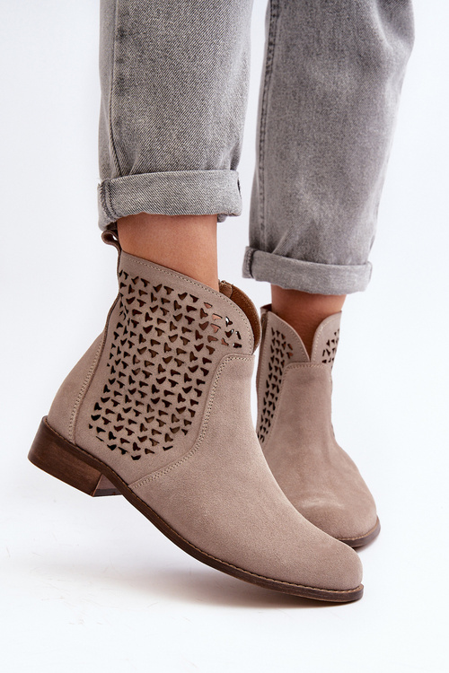 Zazoo 2791 Замшеві ажурні чоботи бежеві