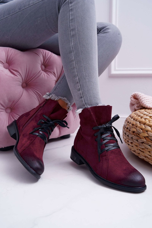 Жіночі ботфорти на плоскій підошві Workers Maroon Teref