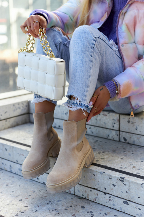 Замшеві жіночі чоботи світло-бежевий Кеннел