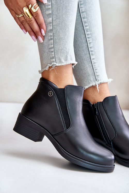 Ботильйони з низькою халявою, утеплені хутром Vinceza 85150 Чорні