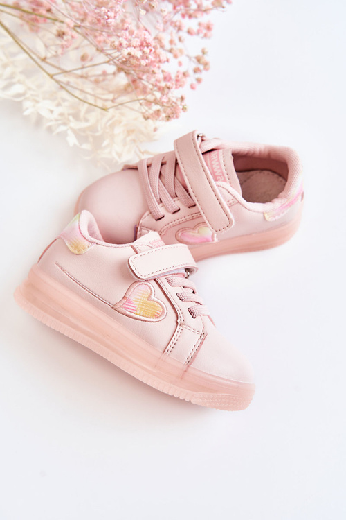 Дитяче шкіряне спортивне взуття на липучці Baylene рожевого кольору
