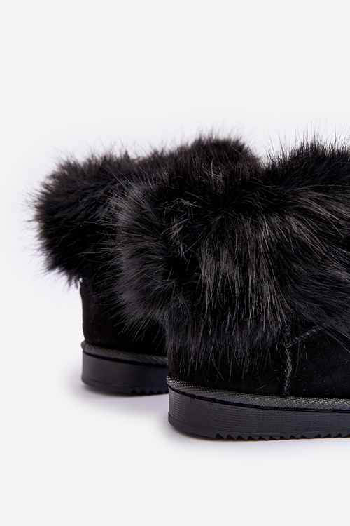 Дитячі утеплені зимові черевики з пухнастим чорним носком