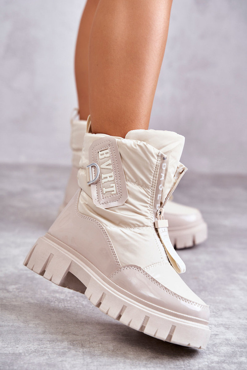 Жіночі бежеві теплі зимові черевики на блискавці Marit