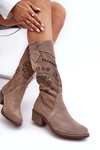 Жіночі замшеві чоботи з мереживним малюнком Cappuccino Sierra