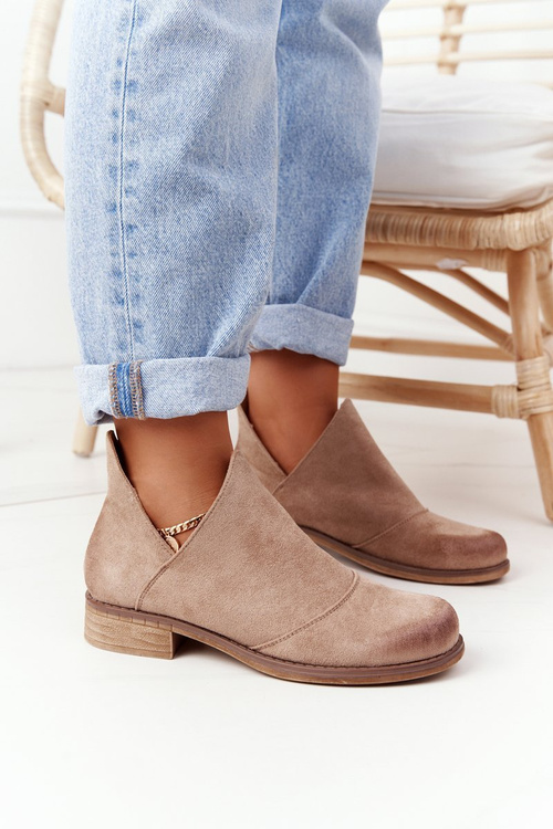 Чоботи жіночі з вирізами Хілларі бежеві