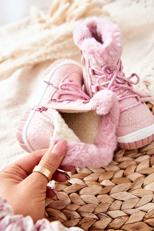 Снігові черевики на флісовій підкладці Pink Stars