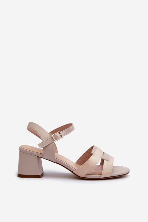 Жіночі босоніжки на високих підборах зі штучної шкіри Sergio Leone SK894 бежевого кольору