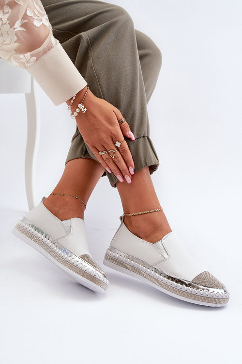 Білі жіночі шкіряні туфлі на платформі D&A LR370