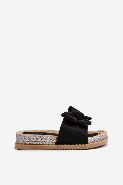 Жіночі сандалі на платформі з бантом чорного кольору Aflia