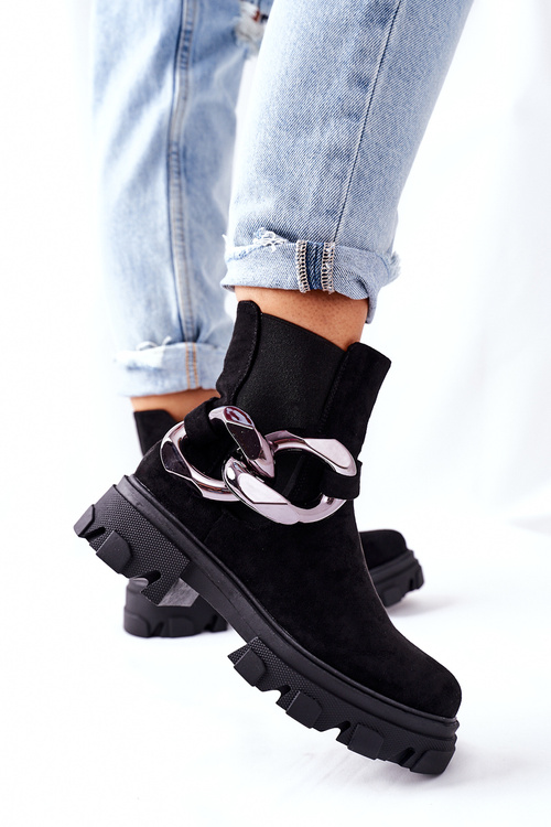 Жіночі утеплені черевики челсі чорні Visione