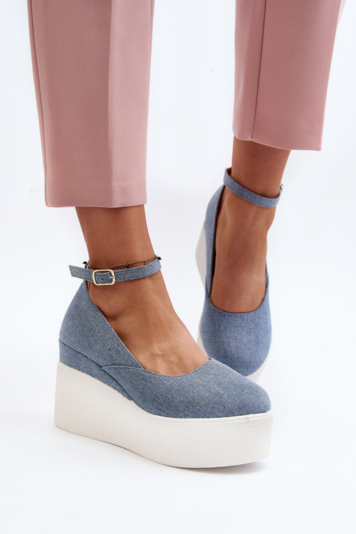 Жіночі джинсові еспадрільї на танкетці Blue Malla