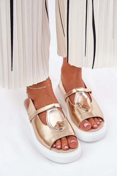 Шкіряні Елегантні Жіночі Сандалі S.Barski GR51-603 Золоті