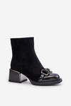 Елегантні жіночі ботильйони з декором на підборах чорні MR880-127