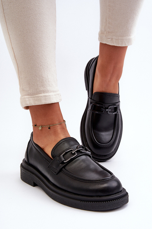 Чорні жіночі шкіряні мокасини Keelana