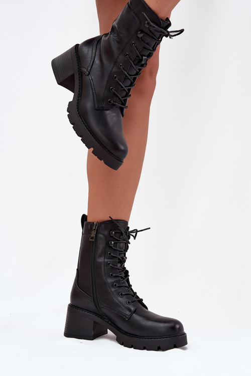 Жіночі робочі ботфорти на блоці Vinceza 89136 чорні